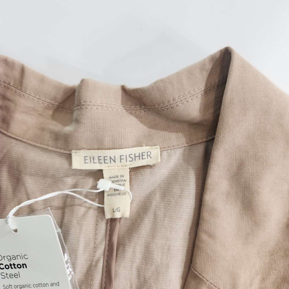 Eileen Fisher Women's Size L Oversized jacket Tan Organic Cotton Blend 01 - Picture 10 of 14